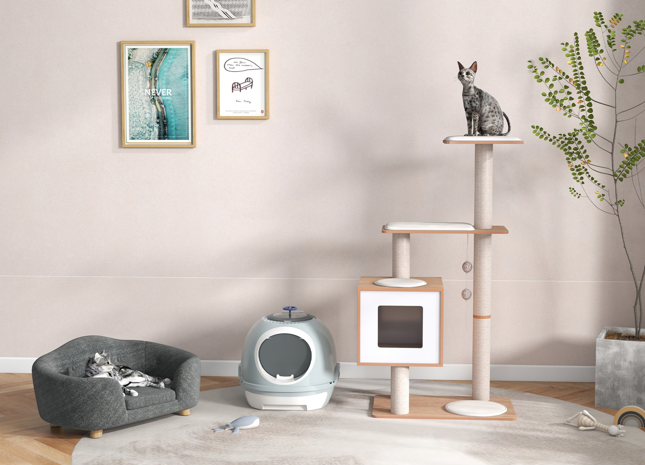 Mobilier funcțional pentru pisici fericite