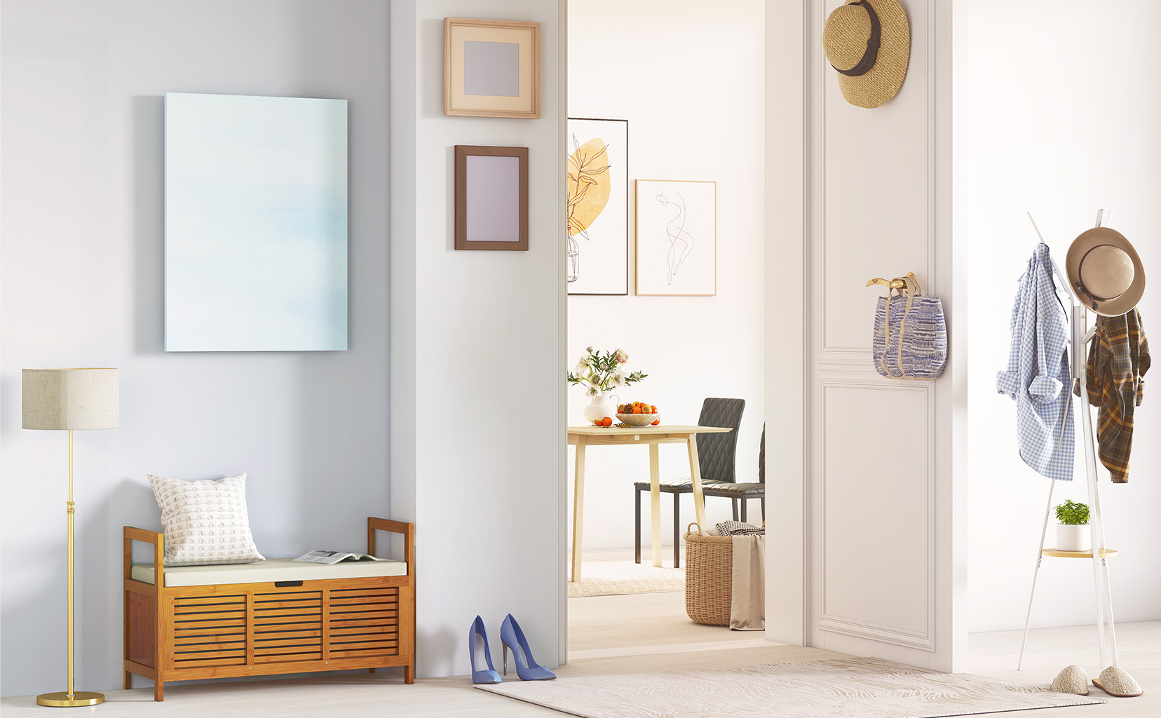 Intrare luminoasă cu accente naturale