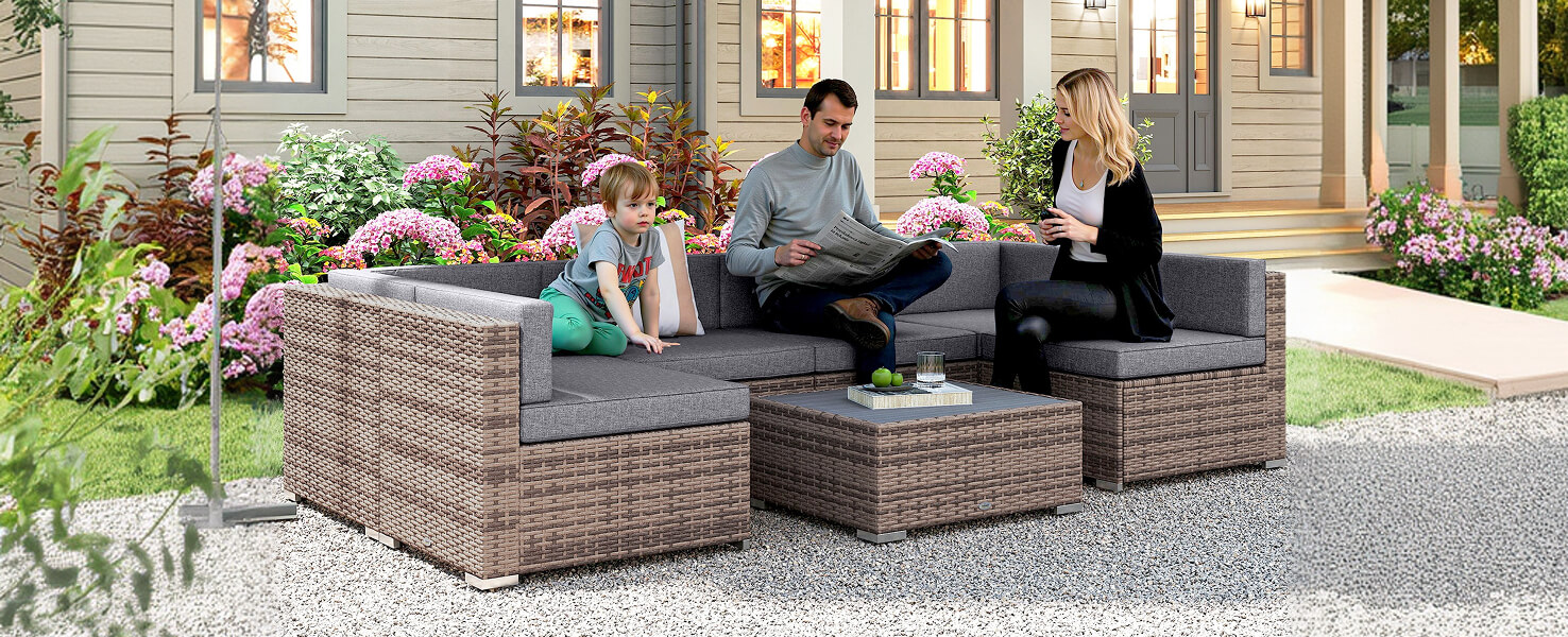 Set de mobilier de terasă din răchită/rattan