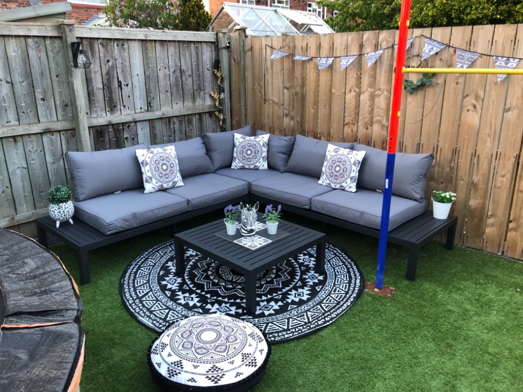 Outsunny 4 Pieces Lshape Garden Sofa Set with Padded Cushions Sofa