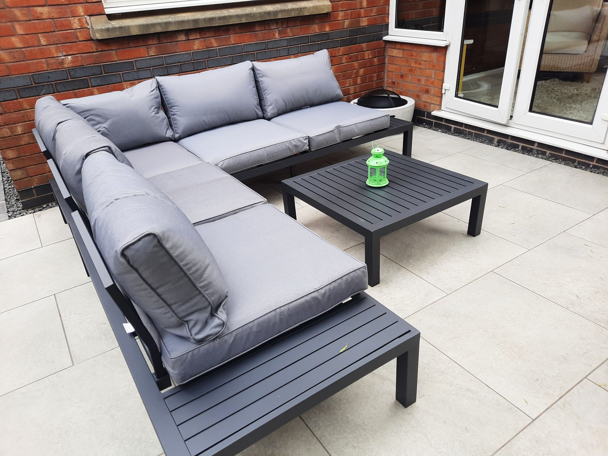 Outsunny 4 Pieces Lshape Garden Sofa Set with Padded Cushions Sofa
