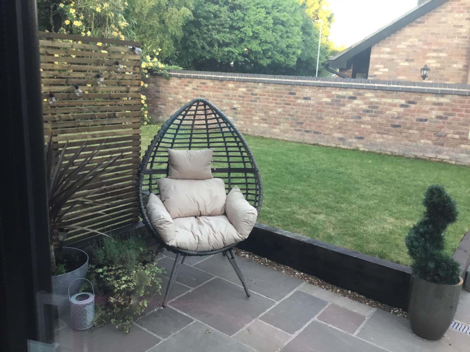 Outsunny PE Rattan Outdoor Egg Chair Indoor Wicker Weave Garden Grey ...