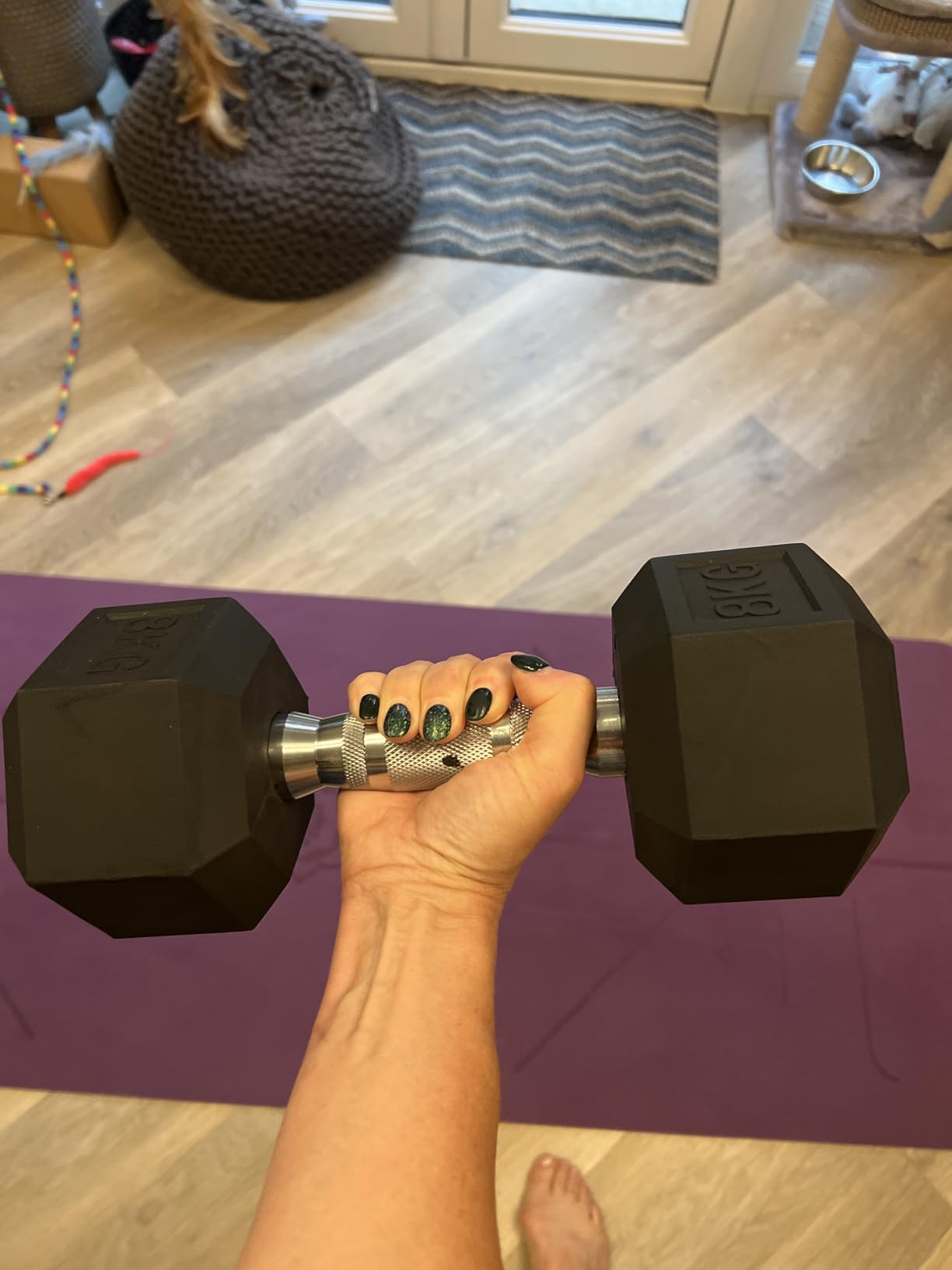 Doesn’t roll like the coated dumbbells do