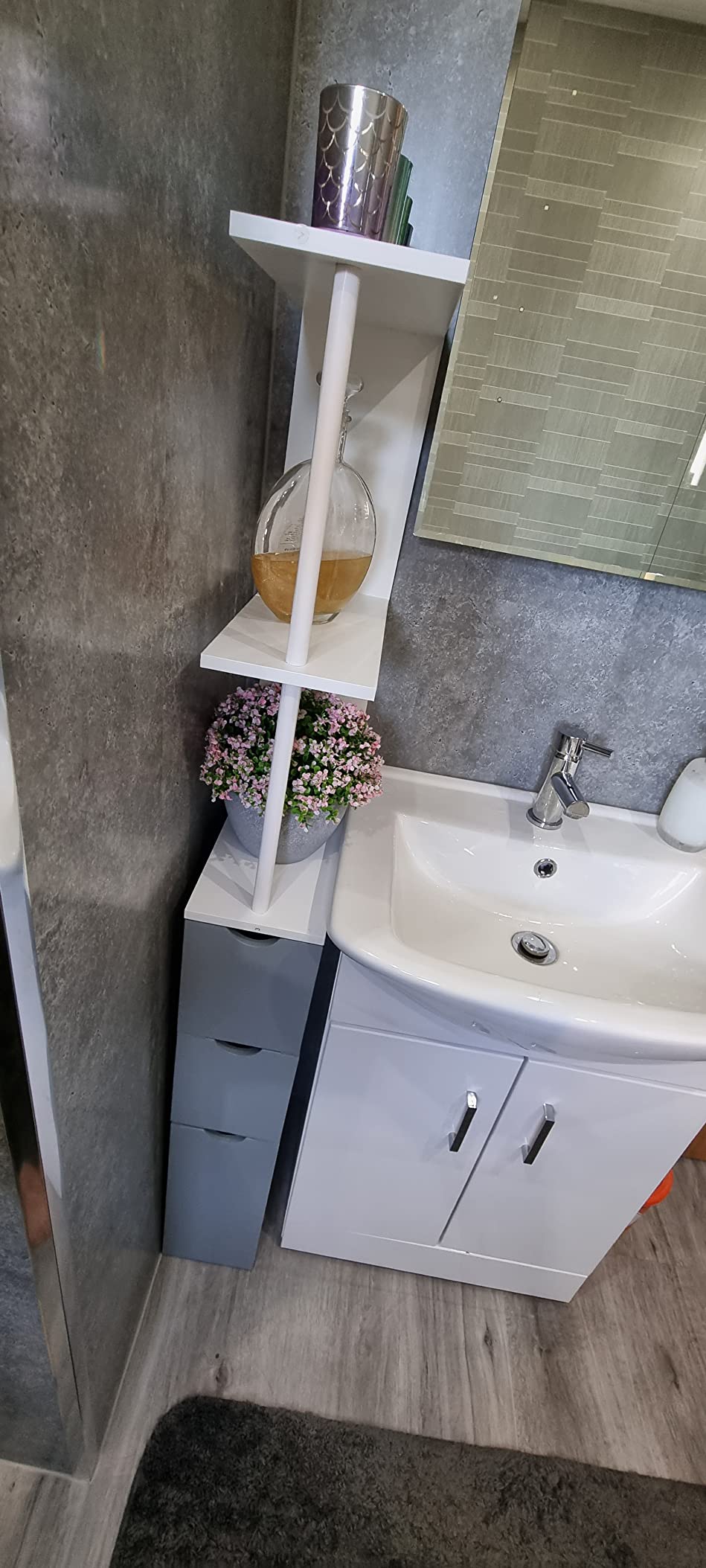 Bathroom Tall Shelf Toilet Tissue Cupboard w/Drawers