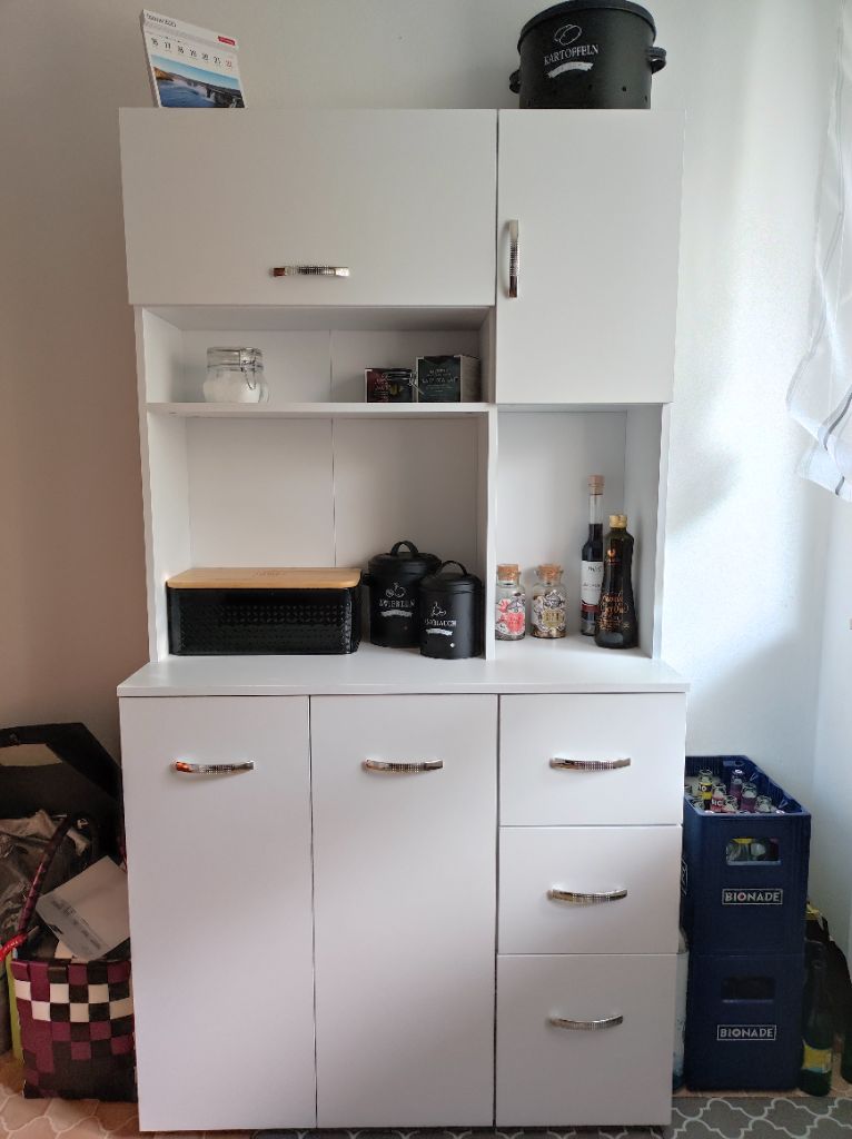 Keukendressoir Met 2 Glazen Deuren - 80 X 32,5 X 99 Cm - MDF Hout Verstelbare Planken Wit Keukendressoir Met 2 Glazen Deuren - 80 X 32,5 X 99 Cm - MDF Hout Verstelbare Planken Wit