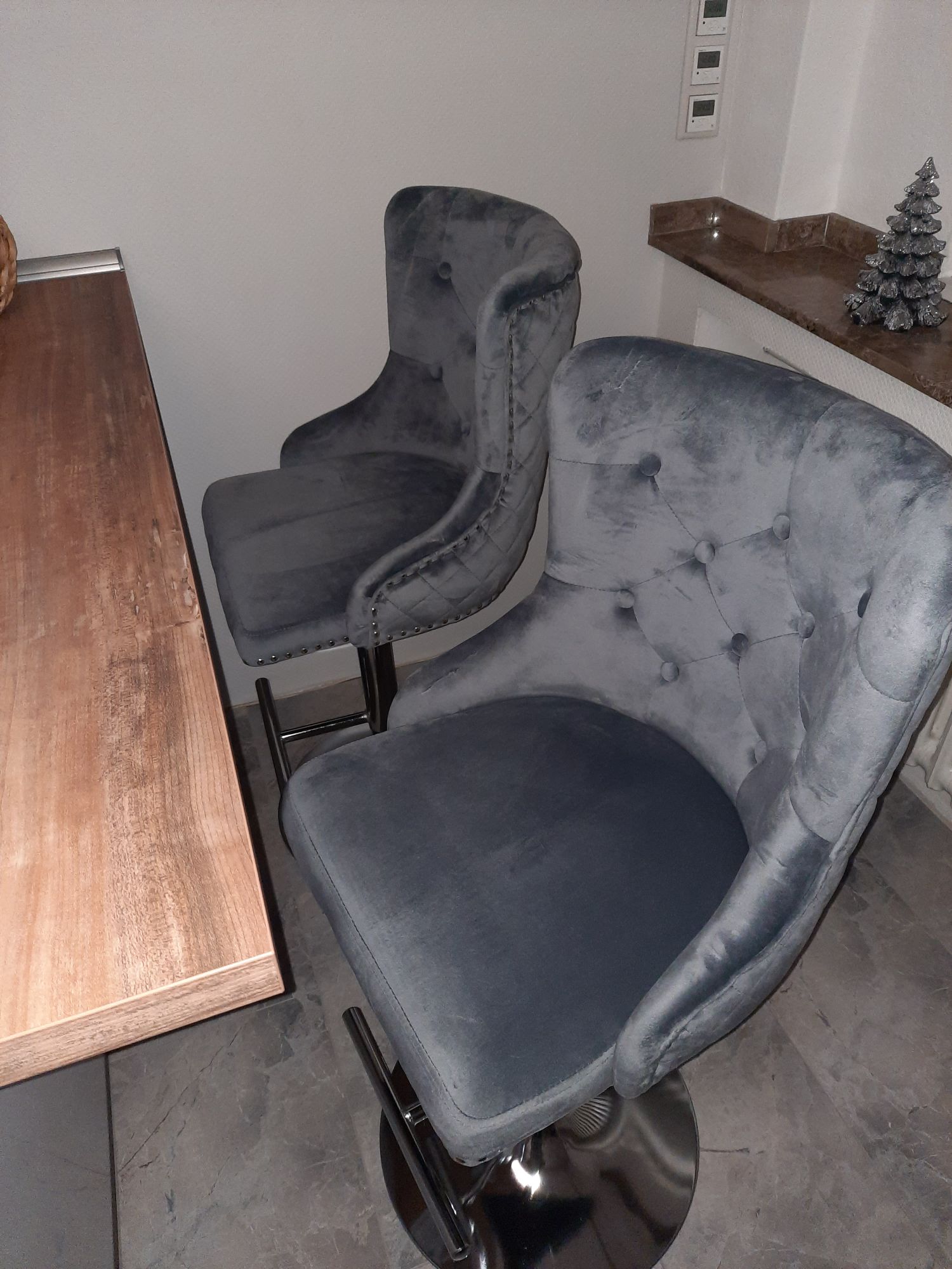 HOMCOM Barhocker Höhenverstellbarer Drehstuhl Mt Fußstützen (Küchenhocker, 2 St., Tresenstuhl