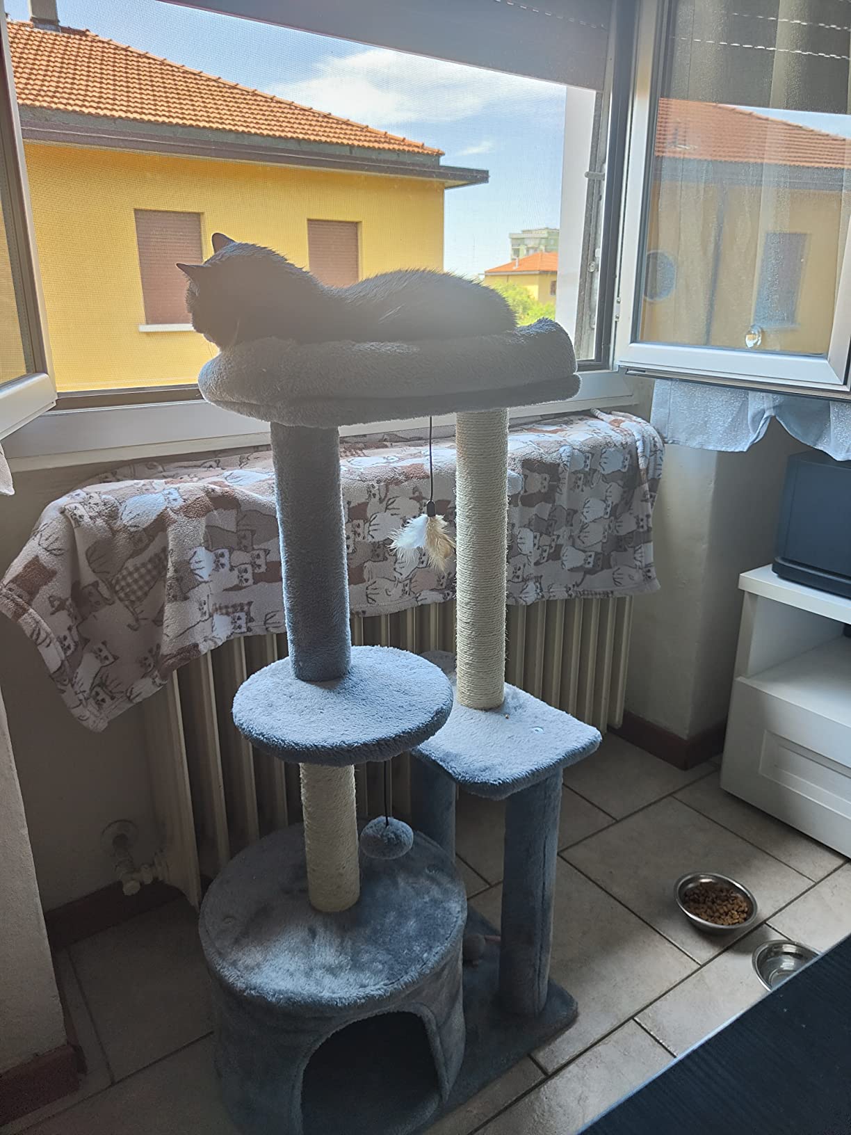 Tiragraffi A Fungo Per Gatti Con Palla - In Sisal Naturale, Altezza 48cm - Foto 5