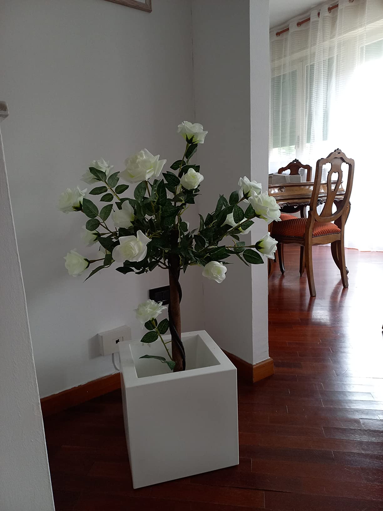 Outsunny Pianta Finta di Camelia da 21 Fiori con Vaso Riempito in