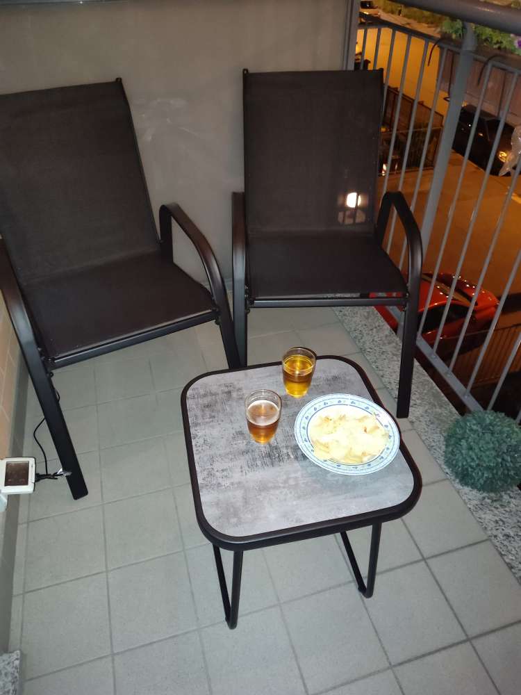 Set 2 Sedie Da Giardino Impilabili Outsunny In Acciaio E Texteline, Grigio Chiaro, Modello 84G-592V00LG