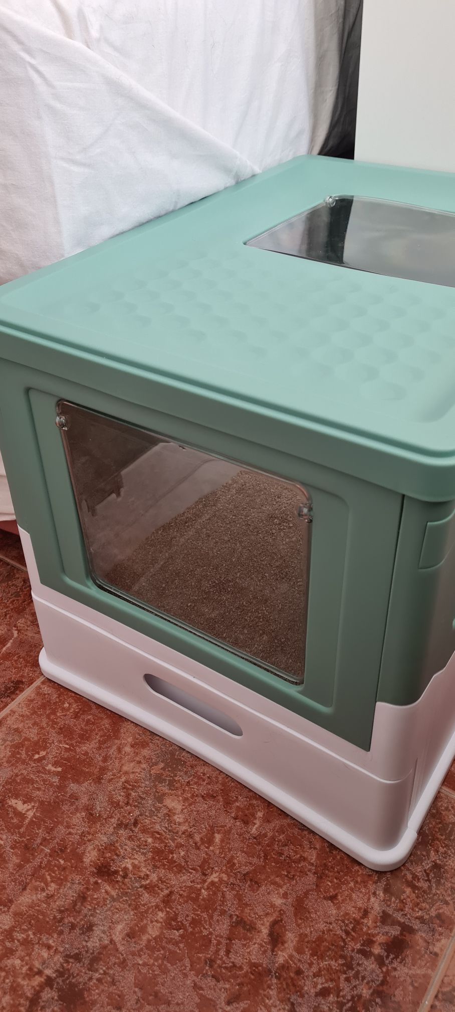 PawHut Hooded Cat Litter Box Scoop Included, Litter Tray with Front