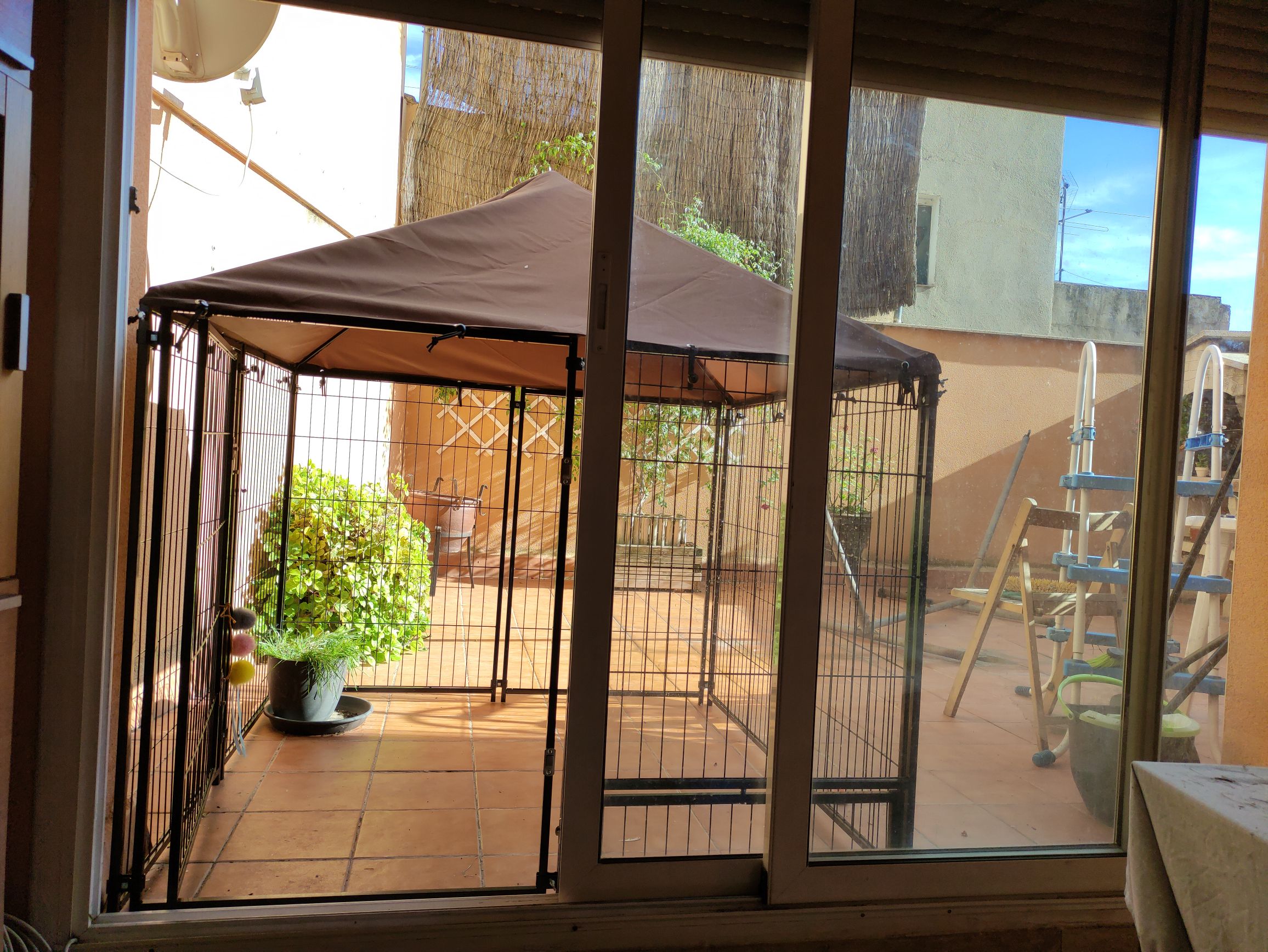 PawHut Outdoor Dog Kennel Puppy Play Pen with Canopy Garden Playpen