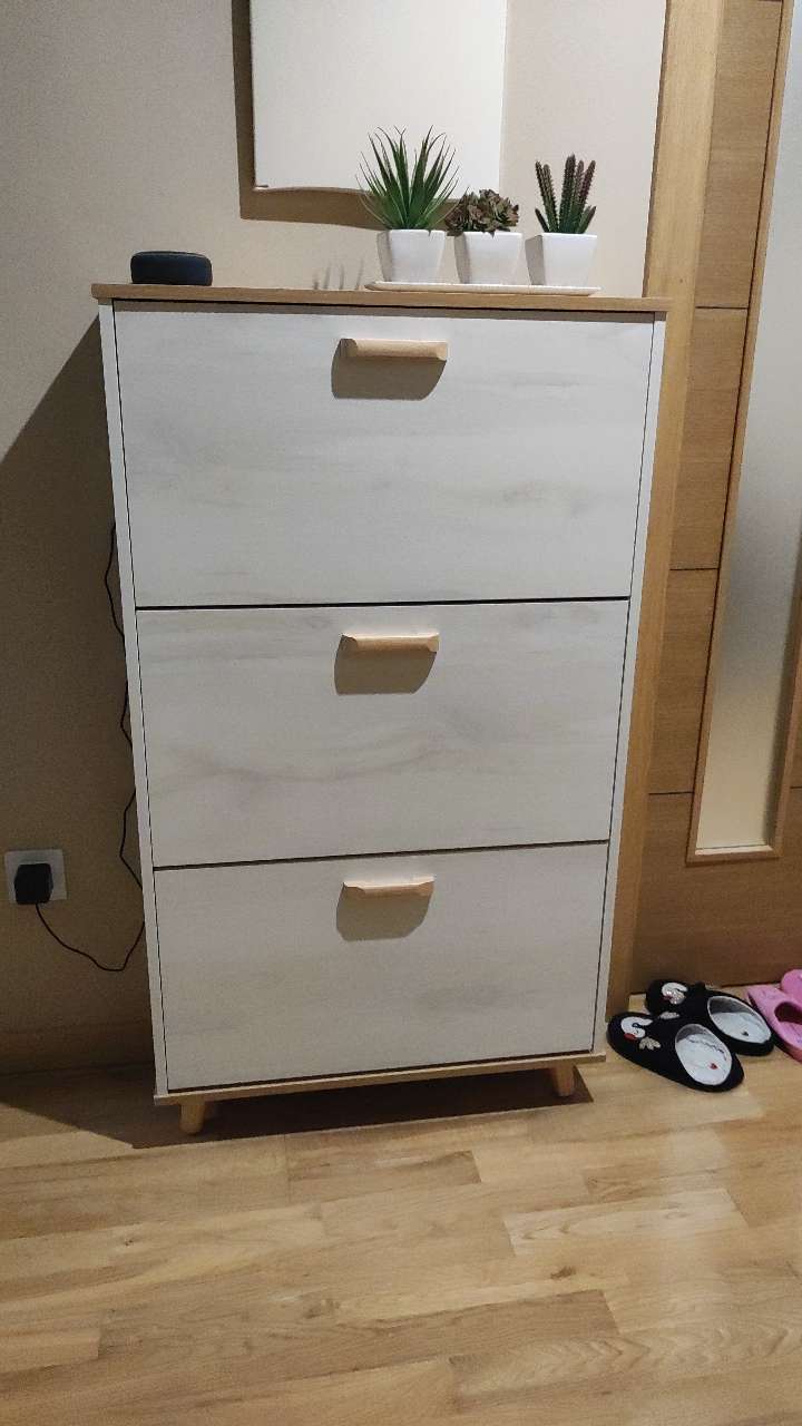 Scarpiera Salvaspazio HOMCOM - In Truciolato, 3 Cassetti, 2 Ripiani Regolabili, 70x23.5x122 Cm, Bianco - Foto 8