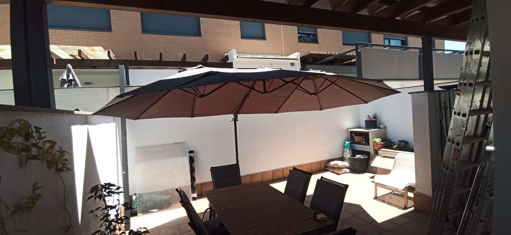 Outsunny Ombrellone Doppio Ovale 4,36 M – Acciaio E Fibra Di Vetro, Manovella, Protezione UV30+