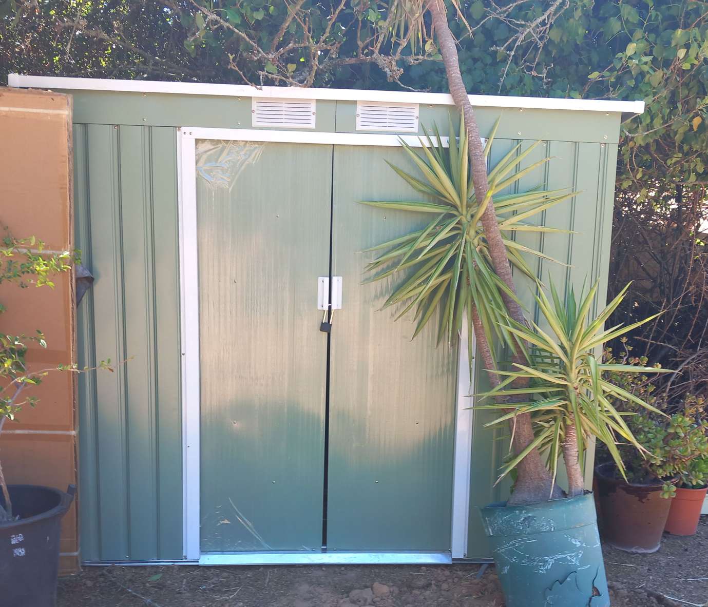 Casetta Da Giardino Outsunny In Acciaio 213x130x173cm - Doppia Porta Scorrevole, Verde - Foto 8