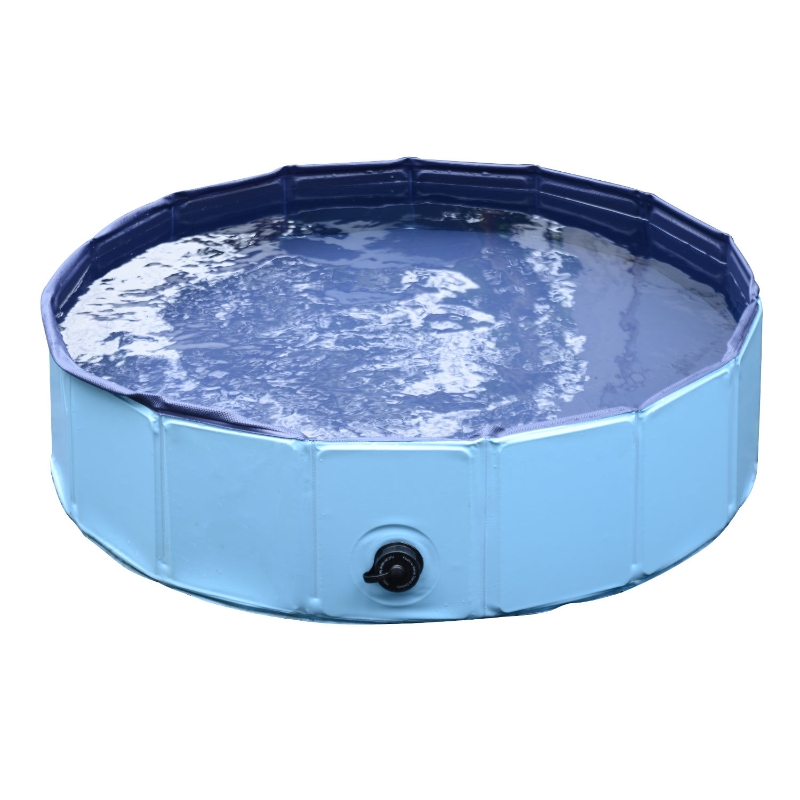 Pawhut hondenbad hondenzwembad waterbak zwembad Ø80 / 120 / 160 cm blauw/rood