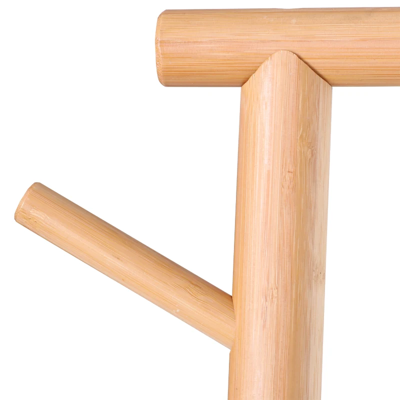 HOMCOM garderobestandaard kledingrek met make-up spiegel plank 4 haken bamboe