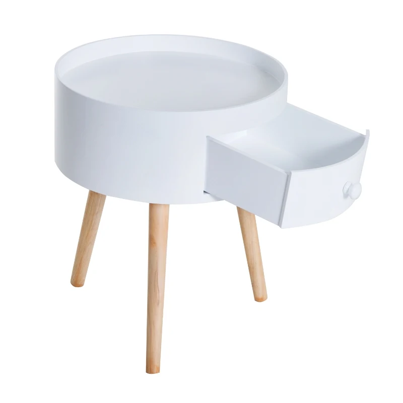 HOMCOM bijzettafel met schuiflade salontafel scandinavisch woonkamer hout wit / grijs