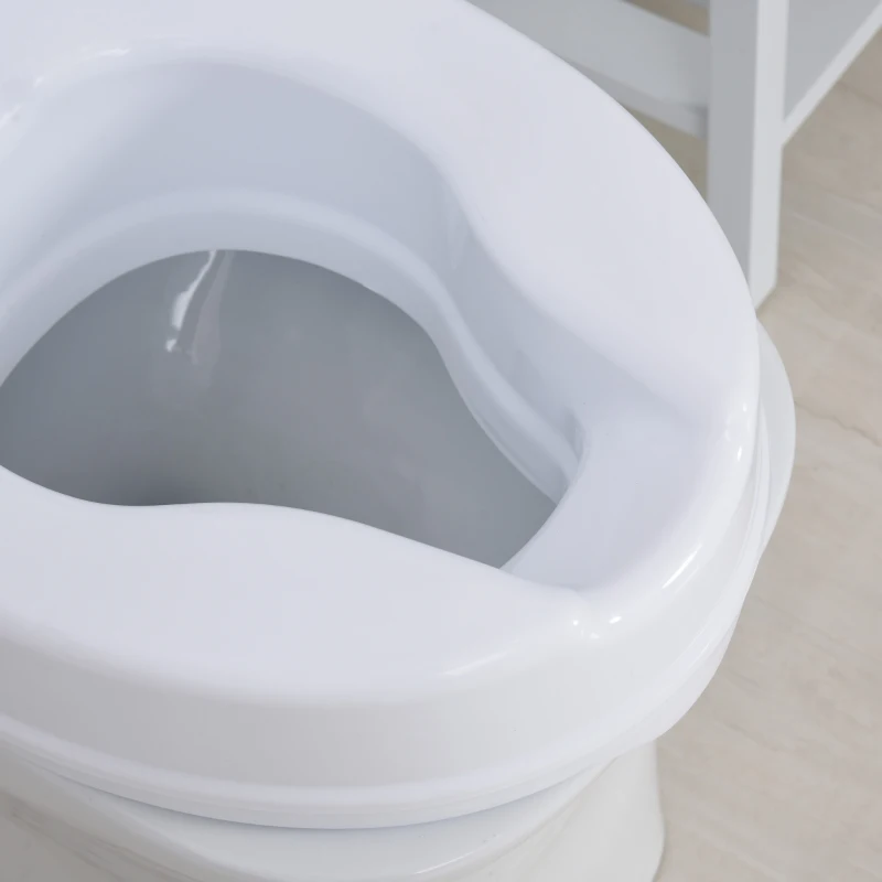 HOMCOM verhoogde toiletbril toiletbevestiging met bril voor senioren PP wit