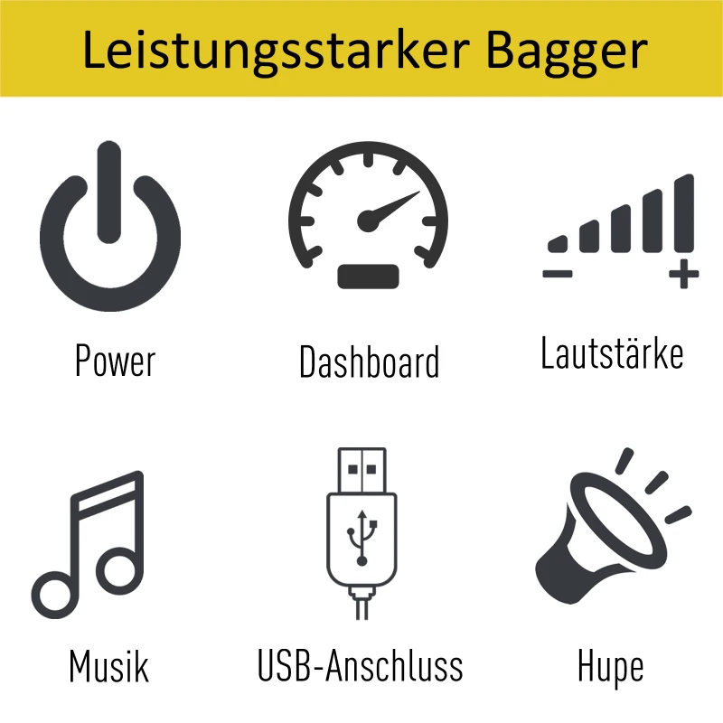 HOMCOM Kindervoertuig traptractor elektrische auto bulldozer graafmachine PP geel