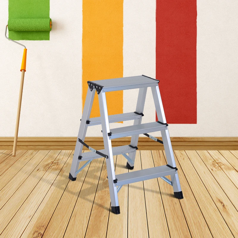 HOMCOM® trapladder aluminium ladder vouwtrede 3 treden trapladder dubbele ladder huishoudladder ladder trapladder - 5 (treden)