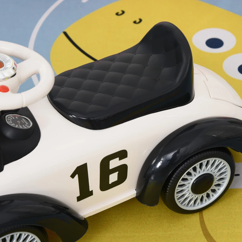 HOMCOM duwauto loopauto kinderauto kindervoertuig met muziek wit