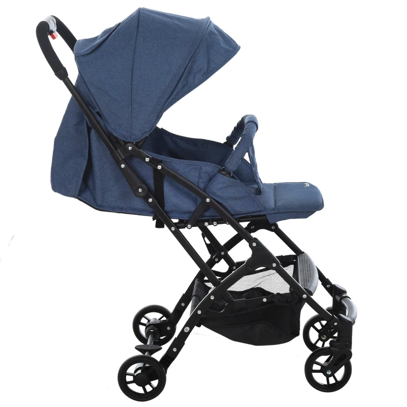 HOMCOM kinderwagen inklapbare buggy babyzitje babybedje 0-36 maanden blauw