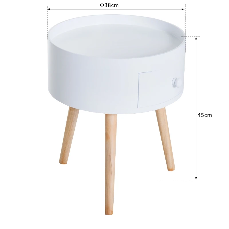 HOMCOM bijzettafel met schuiflade salontafel scandinavisch woonkamer hout wit / grijs