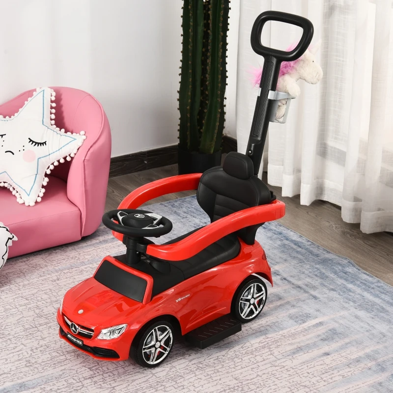 HOMCOM kinderauto kinderwagen voor baby's 12-36 maanden (rood)