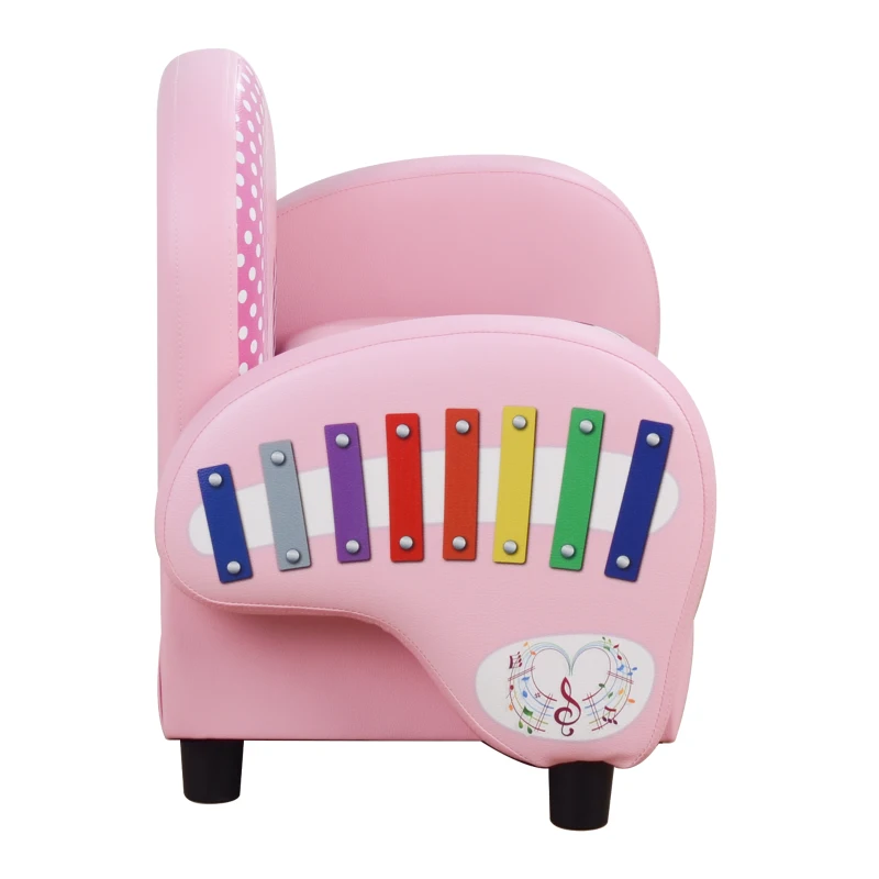 HOMCOM kinderstoel mini-stoel piano-vormige kinderbank met opbergruimte roze