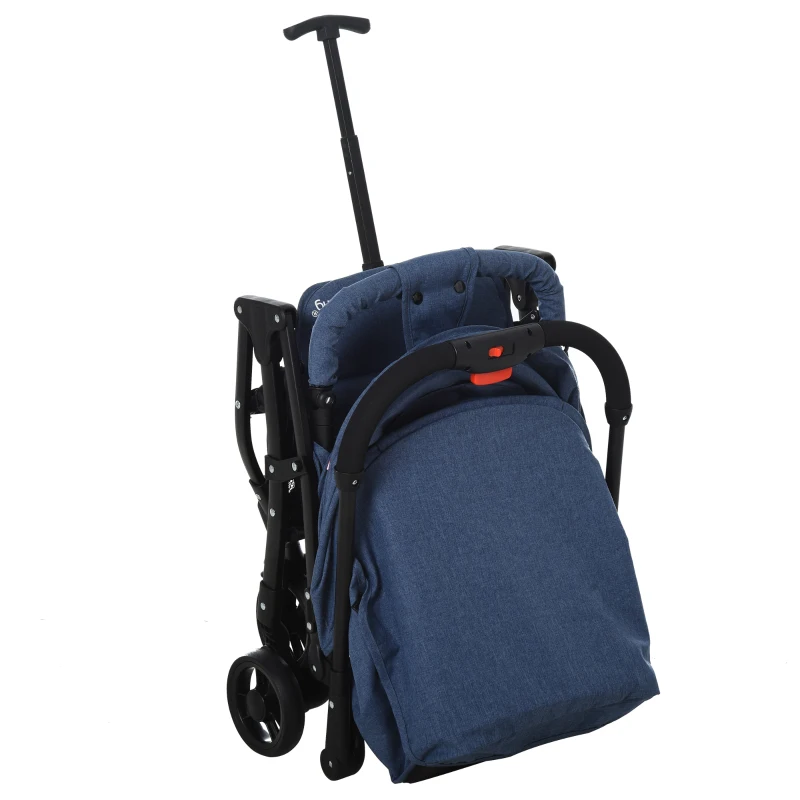 HOMCOM kinderwagen inklapbare buggy babyzitje babybedje 0-36 maanden blauw