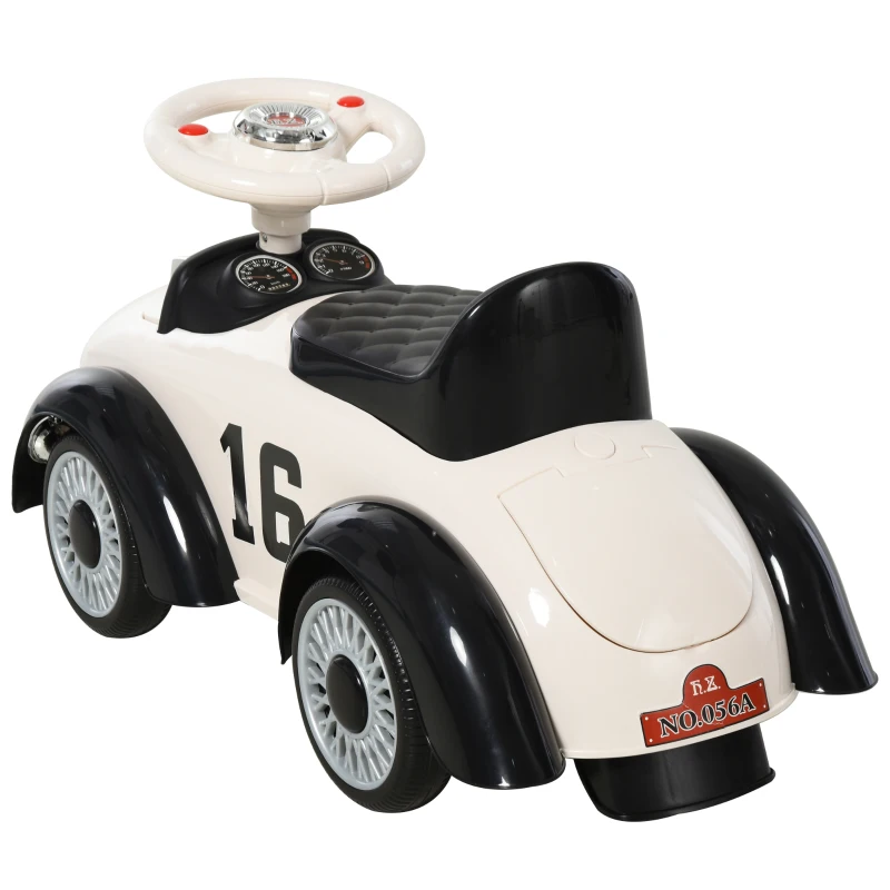 HOMCOM duwauto loopauto kinderauto kindervoertuig met muziek wit