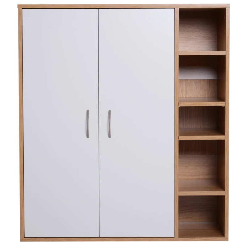 HOMCOM multifunctionele kast vrijstaande stelling staande kast decoratieve kast boekenkast kast hout naturel 80 x 32 x 90,5 cm | Aosom.nl