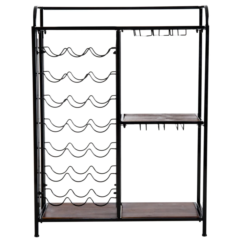 Wijnkast wijnstandaard wijnrek wijnhouder 21 flessen 3 opbergvakken zwart