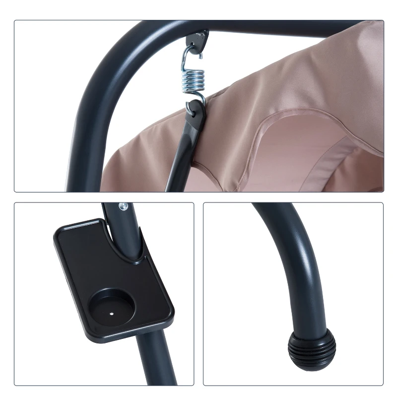 Outsunny 2-zits Hollywoodschommel tuinschommel met zonnedak staal beige tuin