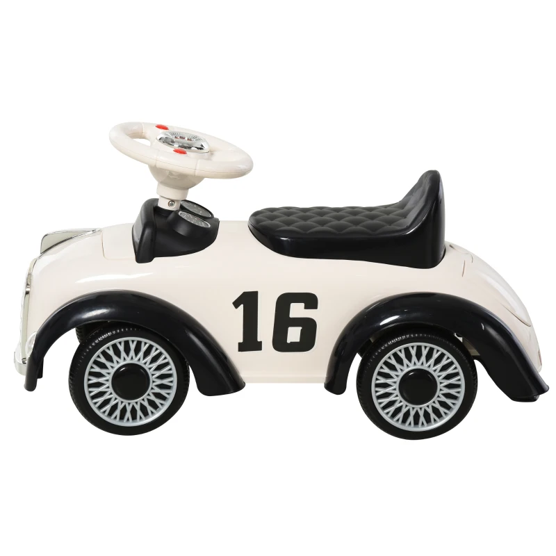 HOMCOM duwauto loopauto kinderauto kindervoertuig met muziek wit