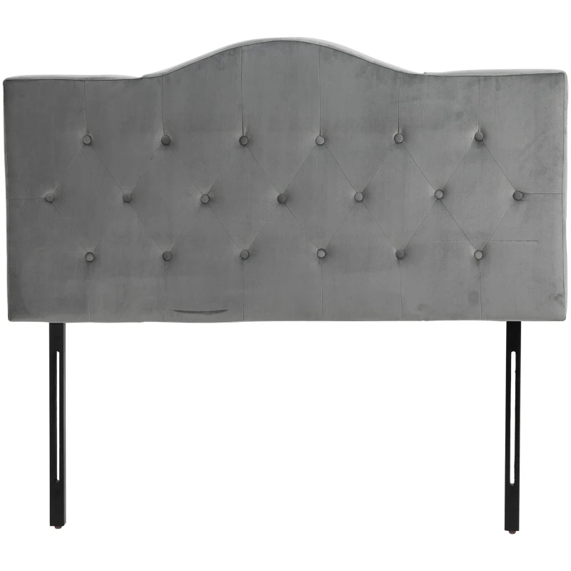 HOMCOM hoofdeinde voor bed van populierenhout met grijze polyester stoffering 153x8x134 cm