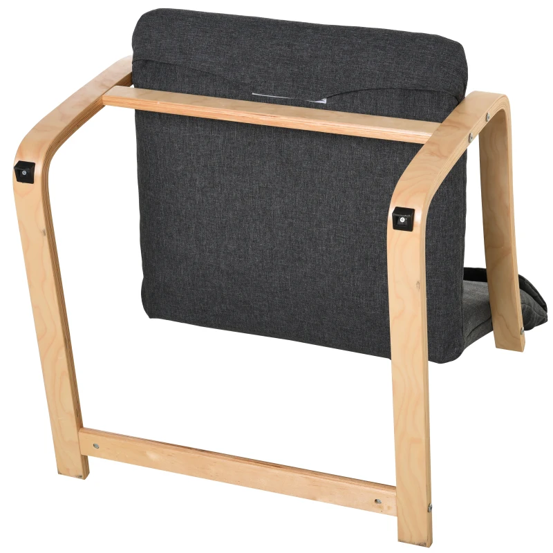 HOMCOM relaxstoel fauteuil met armleuning linnen bekleding houten frame grijs