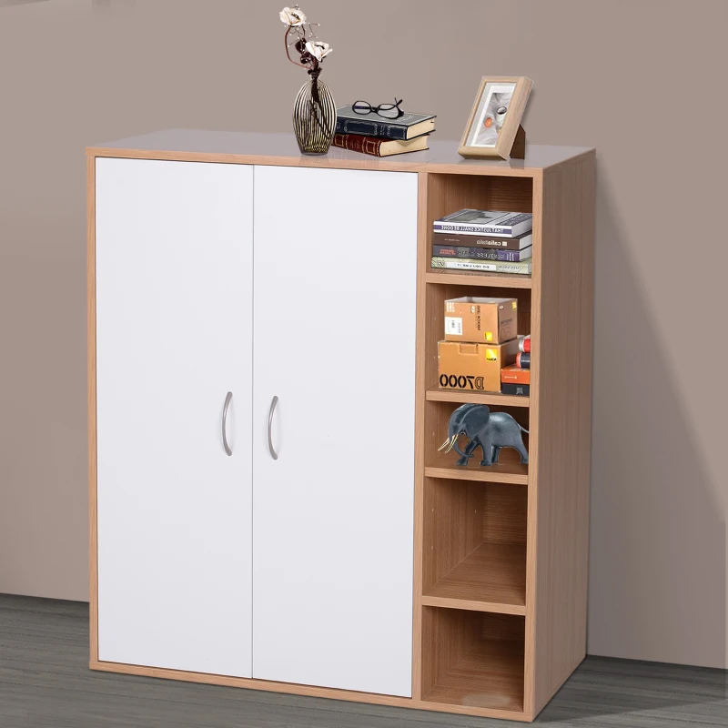 HOMCOM multifunctionele kast vrijstaande stelling staande kast decoratieve kast boekenkast kast hout naturel 80 x 32 x 90,5 cm | Aosom.nl