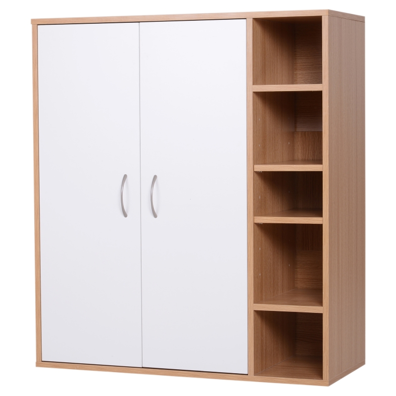 HOMCOM multifunctionele kast vrijstaande stelling staande kast decoratieve kast boekenkast kast hout naturel 80 x 32 x 90,5 cm | Aosom.nl