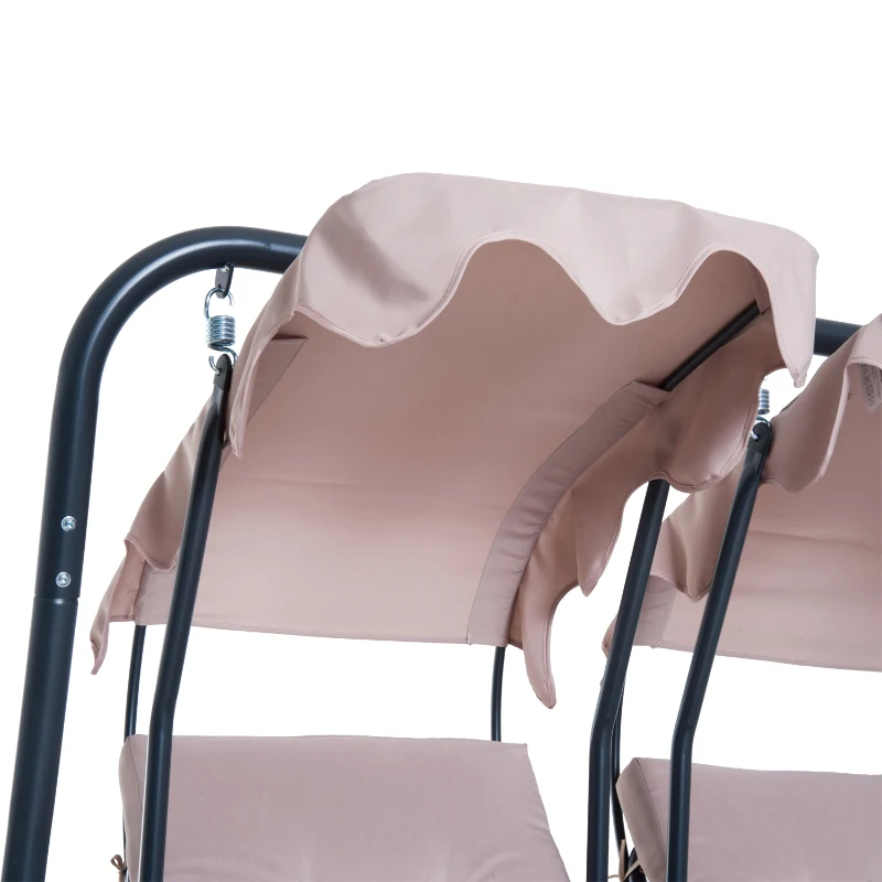 Outsunny 2-zits Hollywoodschommel tuinschommel met zonnedak staal beige tuin