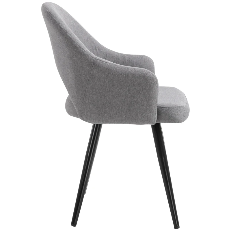 HOMCOM eetkamerstoel woonkamerstoel keukenstoel stoel met armsteun linnen