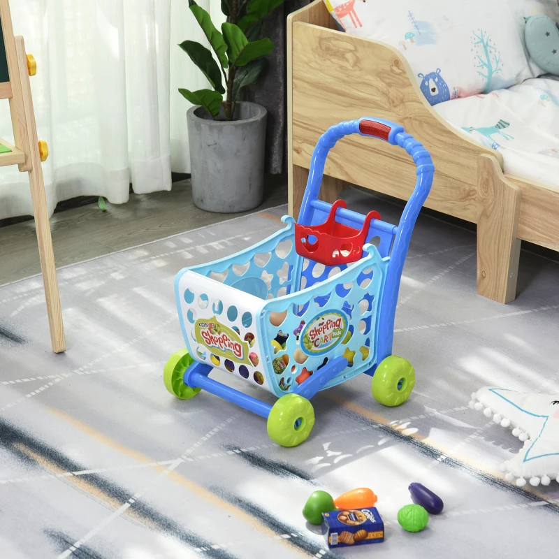 HOMCOM winkelwagentjes voor kinderen kinderspeelgoed winkel speelgoed kunststof blauw