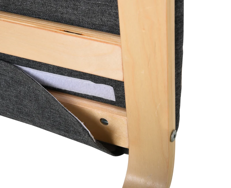 HOMCOM relaxstoel met poef stoel met armsteun linnen bekleding houten frame grijs