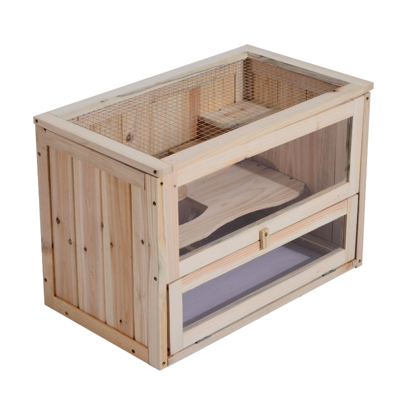 Houten knaagdierenkooi kooi muizenkooi ratten chinchillakooi klein huisdier 60 x 35 x 42 cm