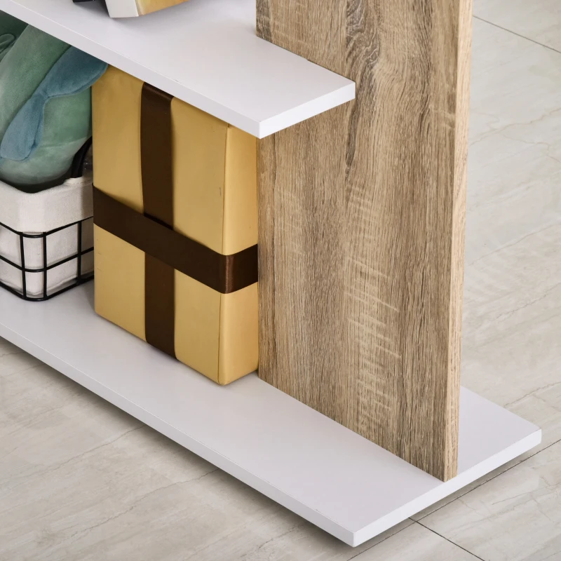 HOMCOM boekenplank vrijstaande stelling 4-niveaus kantoorplank opslagplank eiken + wit