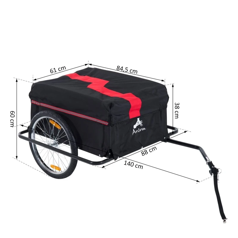 HOMCOM Transportaanhanger fietsaanhanger vrachtaanhanger fiets aanhanger zwart