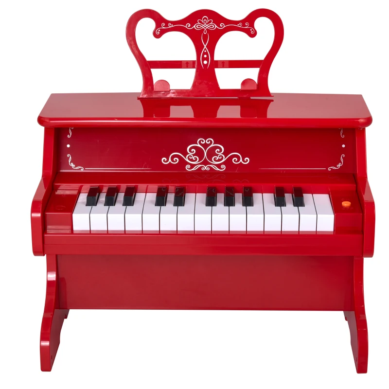 HOMCOM® Kinder Klavier Mini-Klavier 25 Tasten Kinderpiano Keyboard mit Notenpult Rot