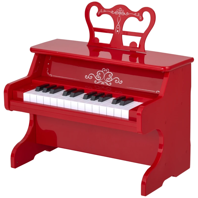 HOMCOM® Kinder Klavier Mini-Klavier 25 Tasten Kinderpiano Keyboard mit Notenpult Rot