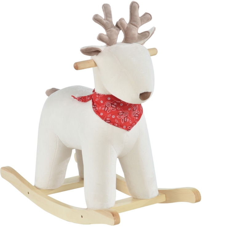 HOMCOM hobbelpaard voor kinderen baby schommeldier hert voor 36-72 maanden wit