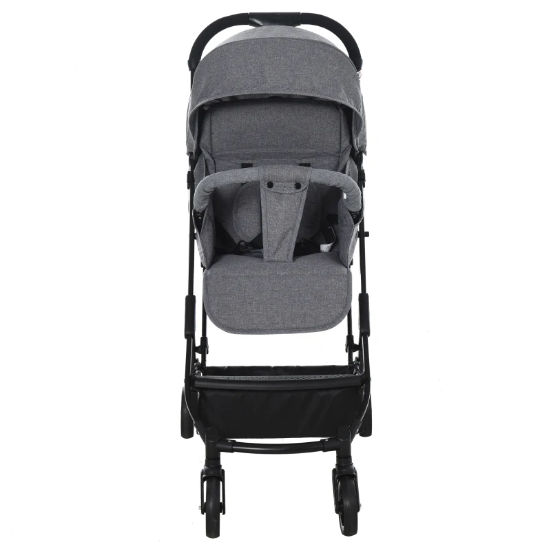 HOMCOM kinderwagen inklapbare buggy babyzitje babybedje 0-36 maanden grijs